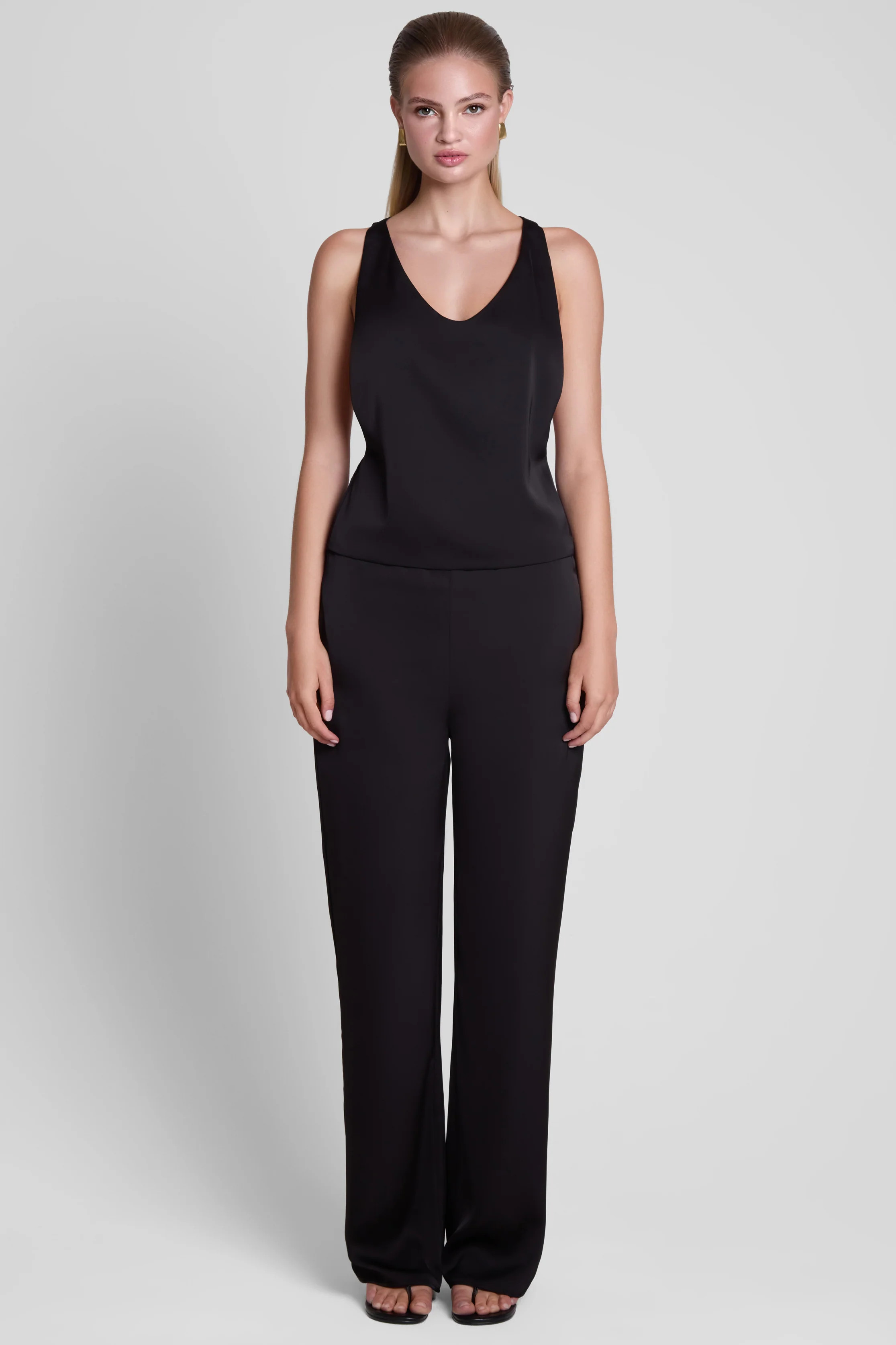 Soho Satin Straight Leg Pants - Black | LEAU (US)