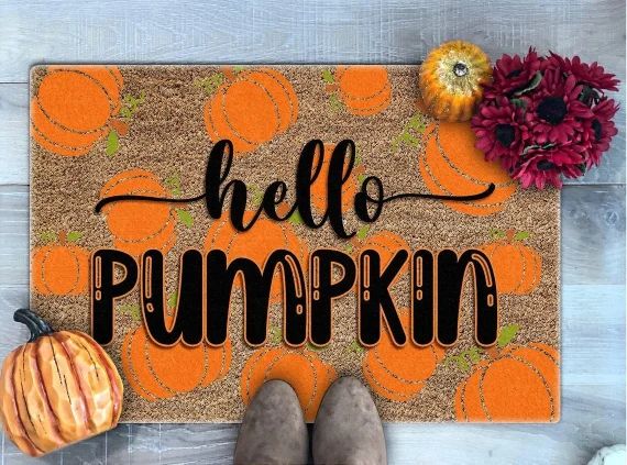Hello Pumpkin Doormat, Pumpkin Welcome Mat, Fall Doormat, Fall Decor, Welcome Doormat, Cute Doorm... | Etsy (US)