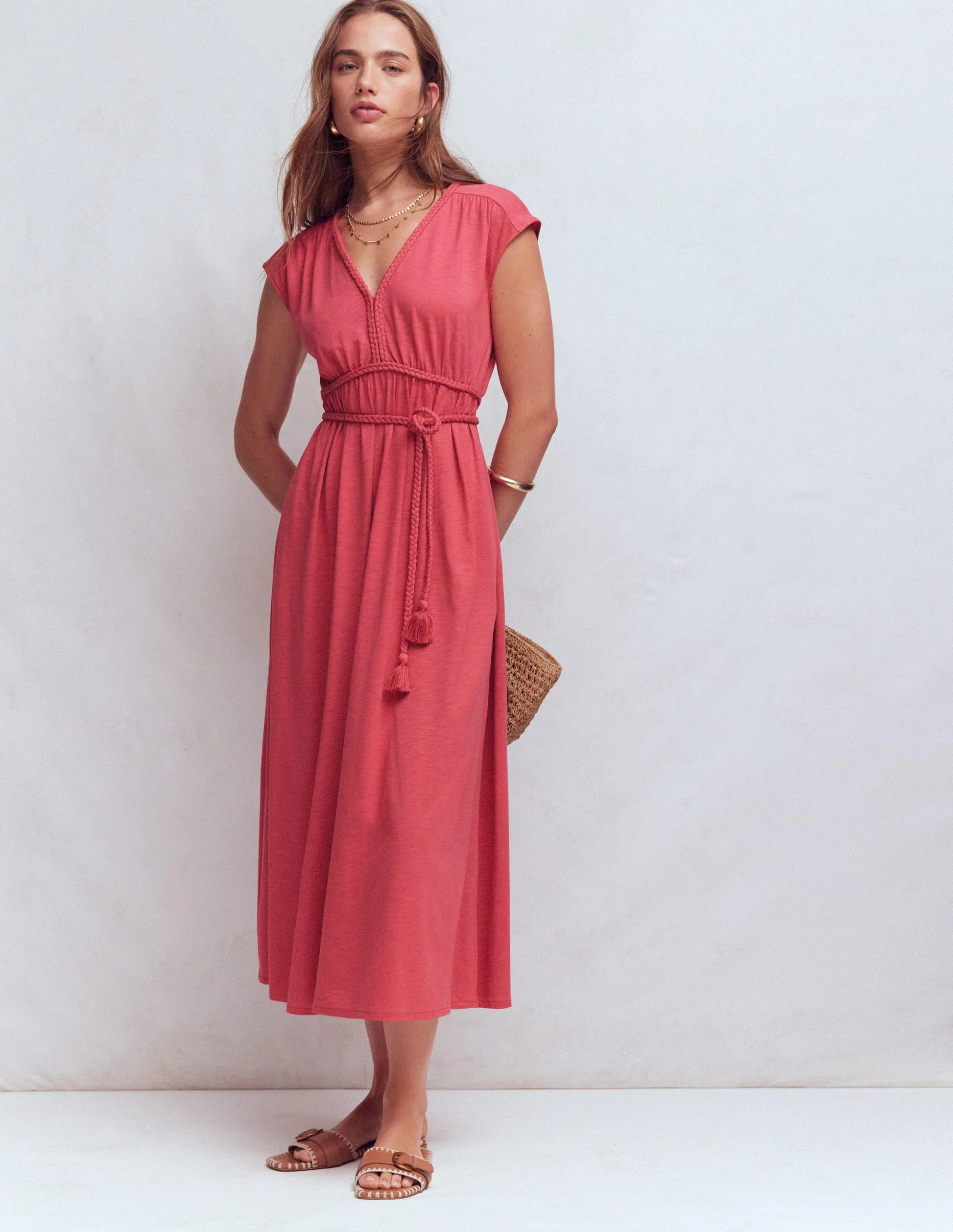 Heidi Ruched Rope Jersey Dress-Winter Blush | Boden (US)