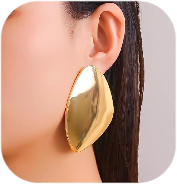 Statement Earrings for Women Chunky Gold Earring Hypoallergenic Big Geometri Drop Earrings Punk D... | Amazon (US)