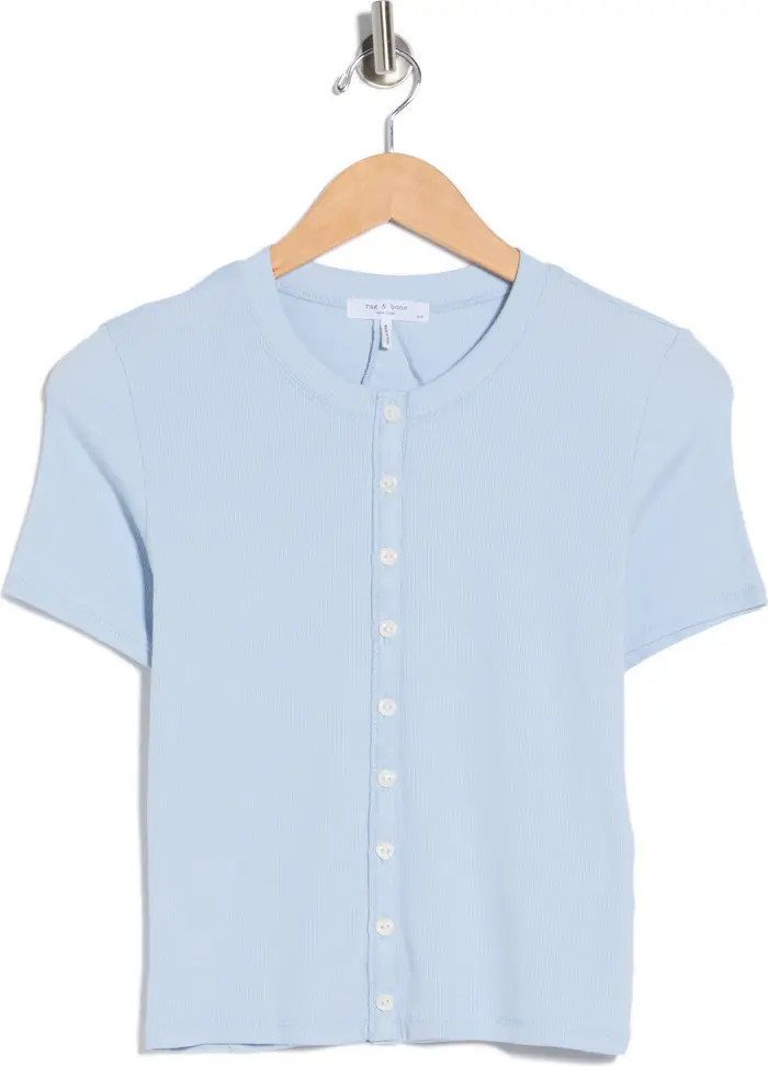 rag & bone Essie Short Sleeve Button-Up Crop T-Shirt | Nordstromrack | Nordstrom Rack
