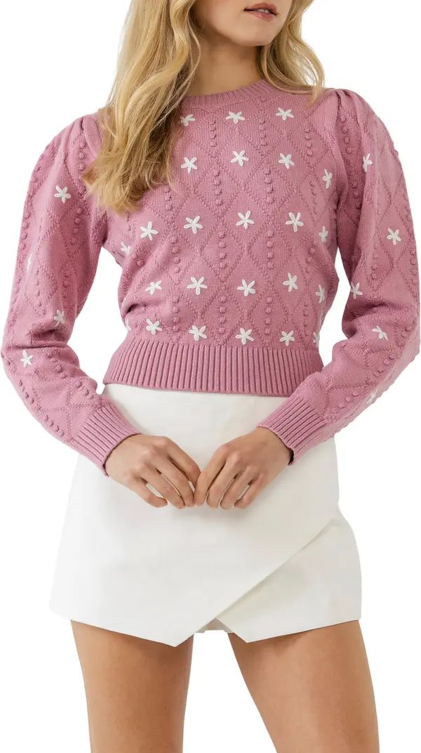 English Factory Embroidered Floral Crewneck Sweater | Nordstrom | Nordstrom