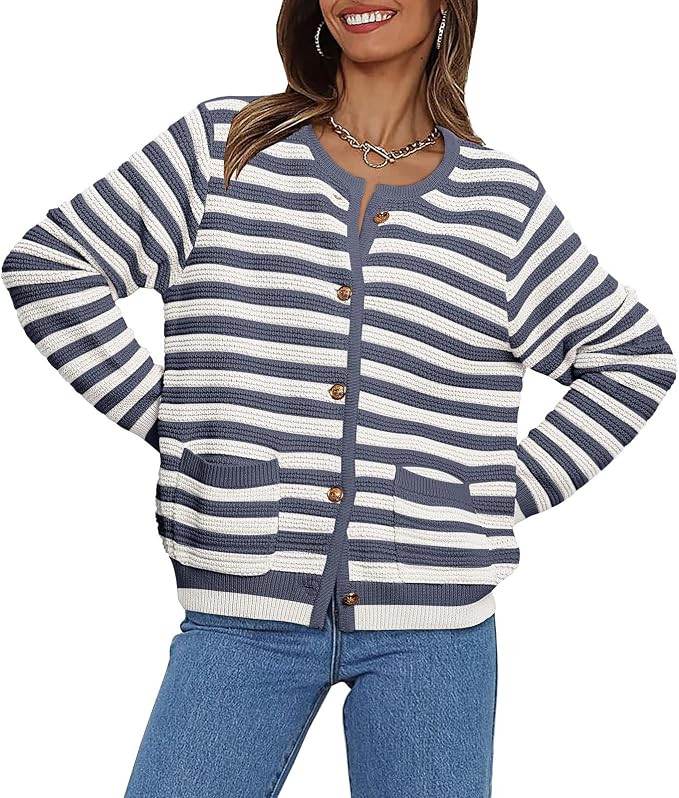 LILLUSORY Women's Cardigan Sweaters 2023 Fall Open Front Long Sleeve Button Down Knit Cardigans O... | Amazon (US)