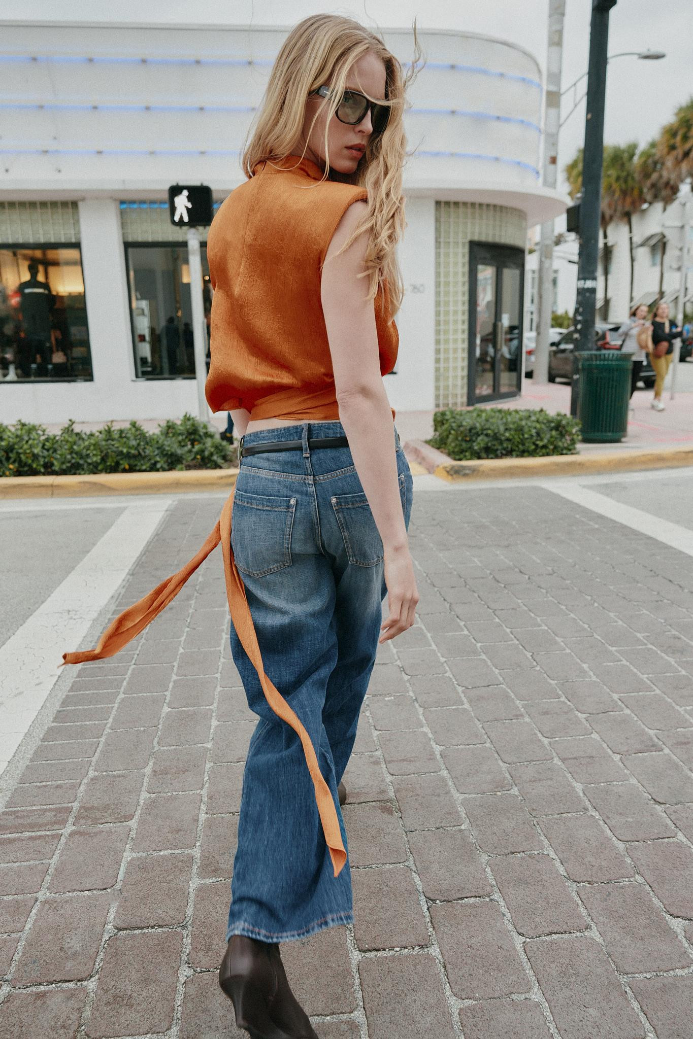 SATIN EFFECT TIE TOP | Zara US