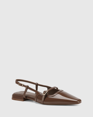 Bea Rich Brown Patent Leather Slingback | Wittner