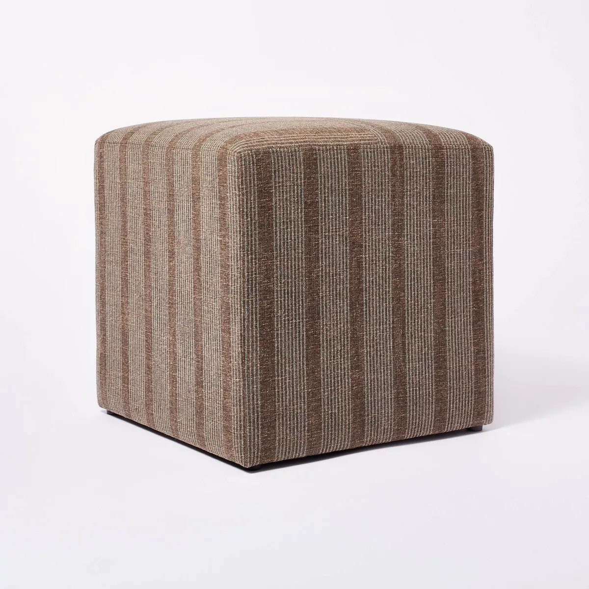 Lynwood Square Upholstered Cube Ottoman Dark Brown Stripe - Threshold™ designed with Studio McG... | Target
