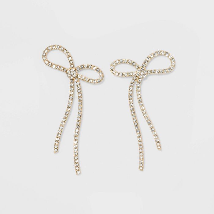 SUGARFIX by BaubleBar Crystal Bow Earrings - Clear | Target