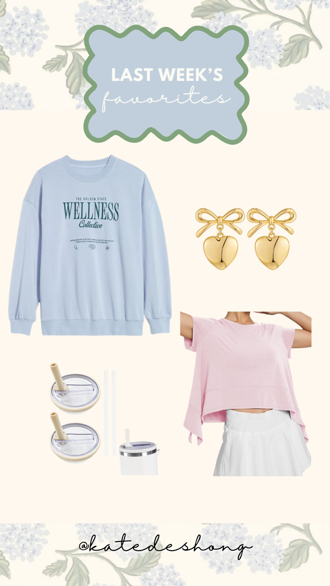 last weeks favorites !! earrings , sweatshirt, athletic top, Stanley lids 

#LTKStyleTip #LTKSeasonal #LTKSaleAlert