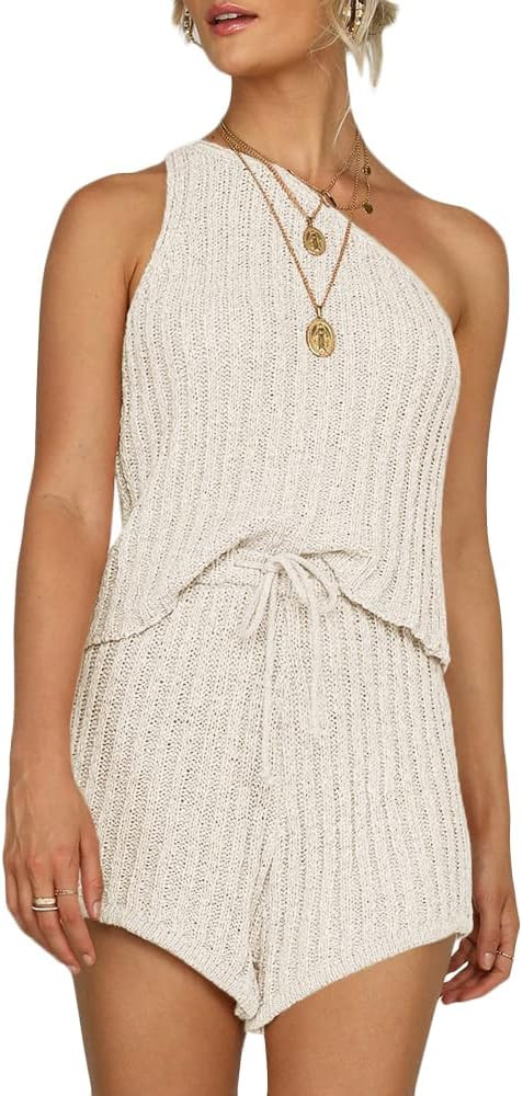 Sherrylily Womens Romper Outfits Sleeveless Vests Tops Tie Front Pants Overalls Jumpsuits | Amazon (US)