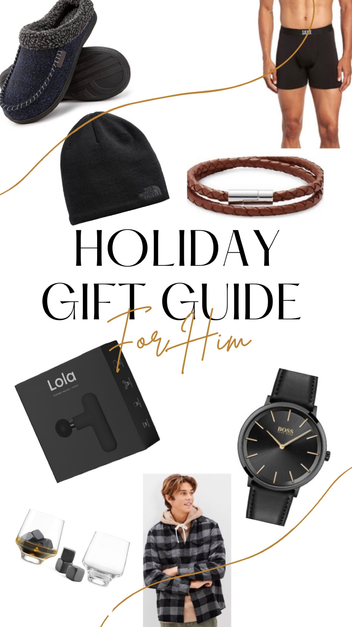 The ultimate holiday gift guide for him! A watch, stylish leather bracket, and flannel for the stylish guy in your life. Cozy toque, slipper, underwear, and massage gun for the low maintenance man. Something for everyone on your Christmas list!

#LTKHoliday #LTKSeasonal #LTKGiftGuide