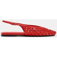 Zara - Braided Effect Slingback Flats - Red - 6 - Woman | Zara US