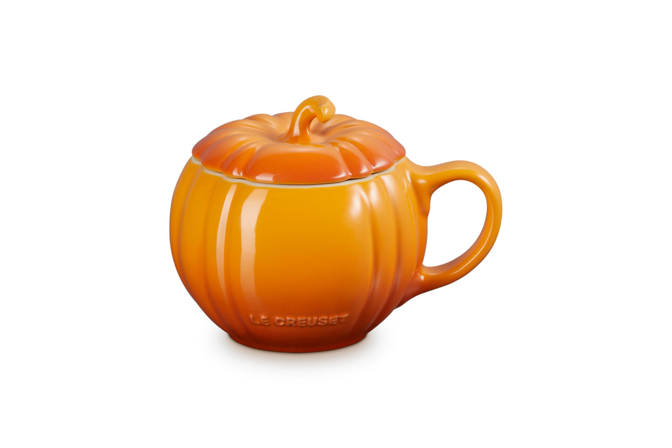 Le Creuset Stoneware Pumpkin Mug with Lid, 14 oz., Persimmon | Amazon (US)