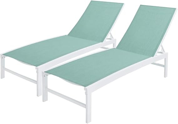 Crestlive Products Aluminum Adjustable Chaise Lounge Chair Outdoor Five-Position Recliner, Curved... | Amazon (US)