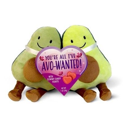 Frankford Valentine&#39;s Avocado Date Night Plush with Gummy Candy Hearts - 1oz | Target