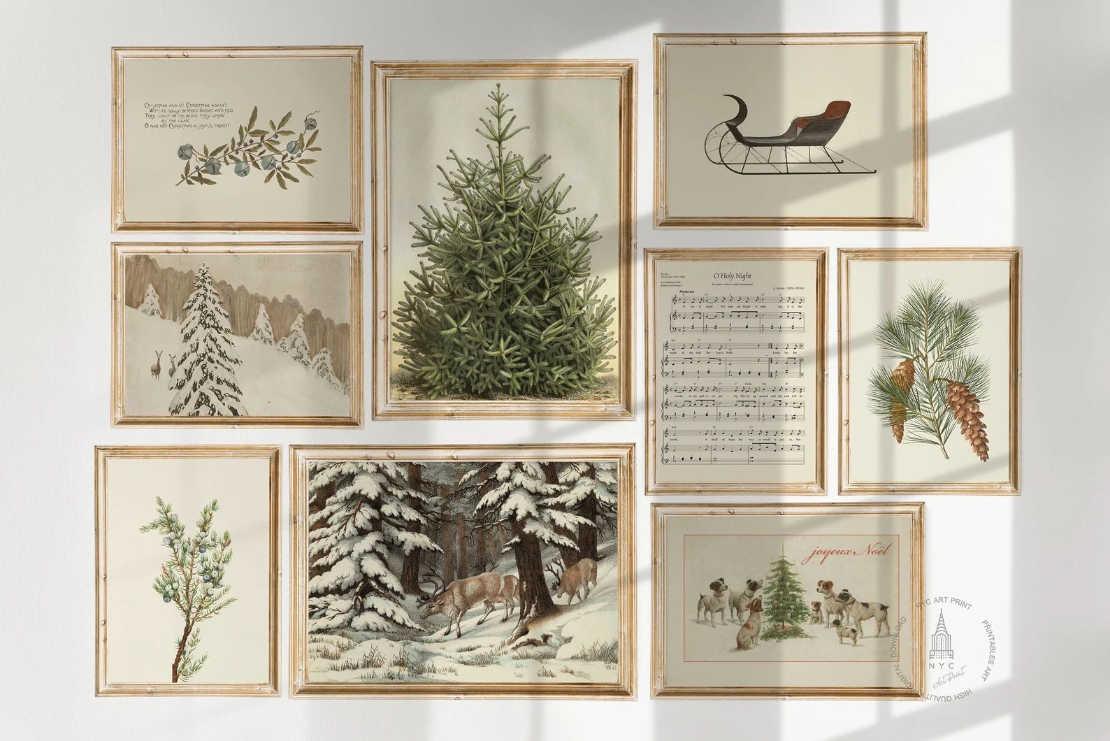 Christmas Prints Gallery Wall Set of 9 Vintage Christmas - Etsy Canada | Etsy (CAD)