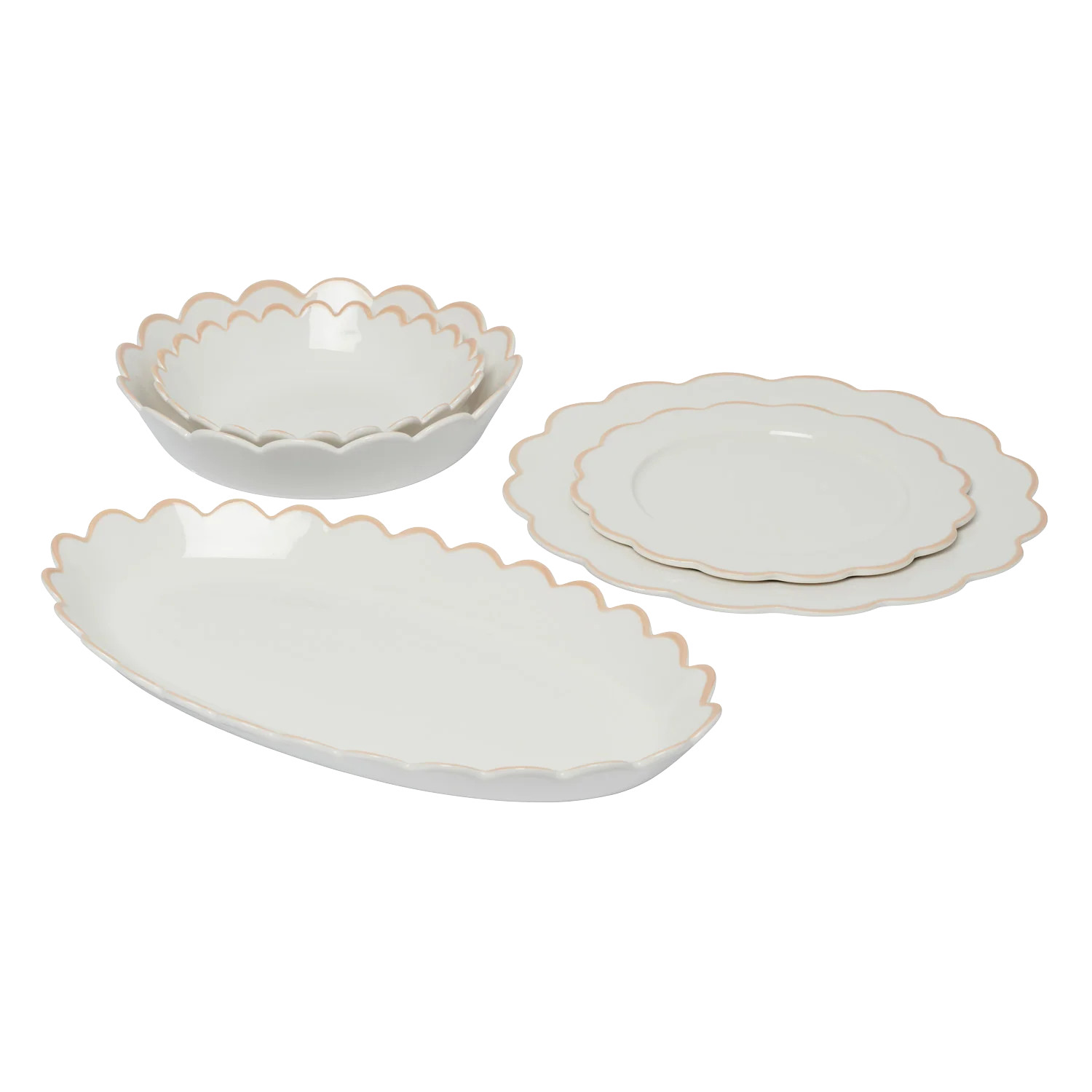 Beige Scallop Dining Set - 17 pieces | In The Roundhouse