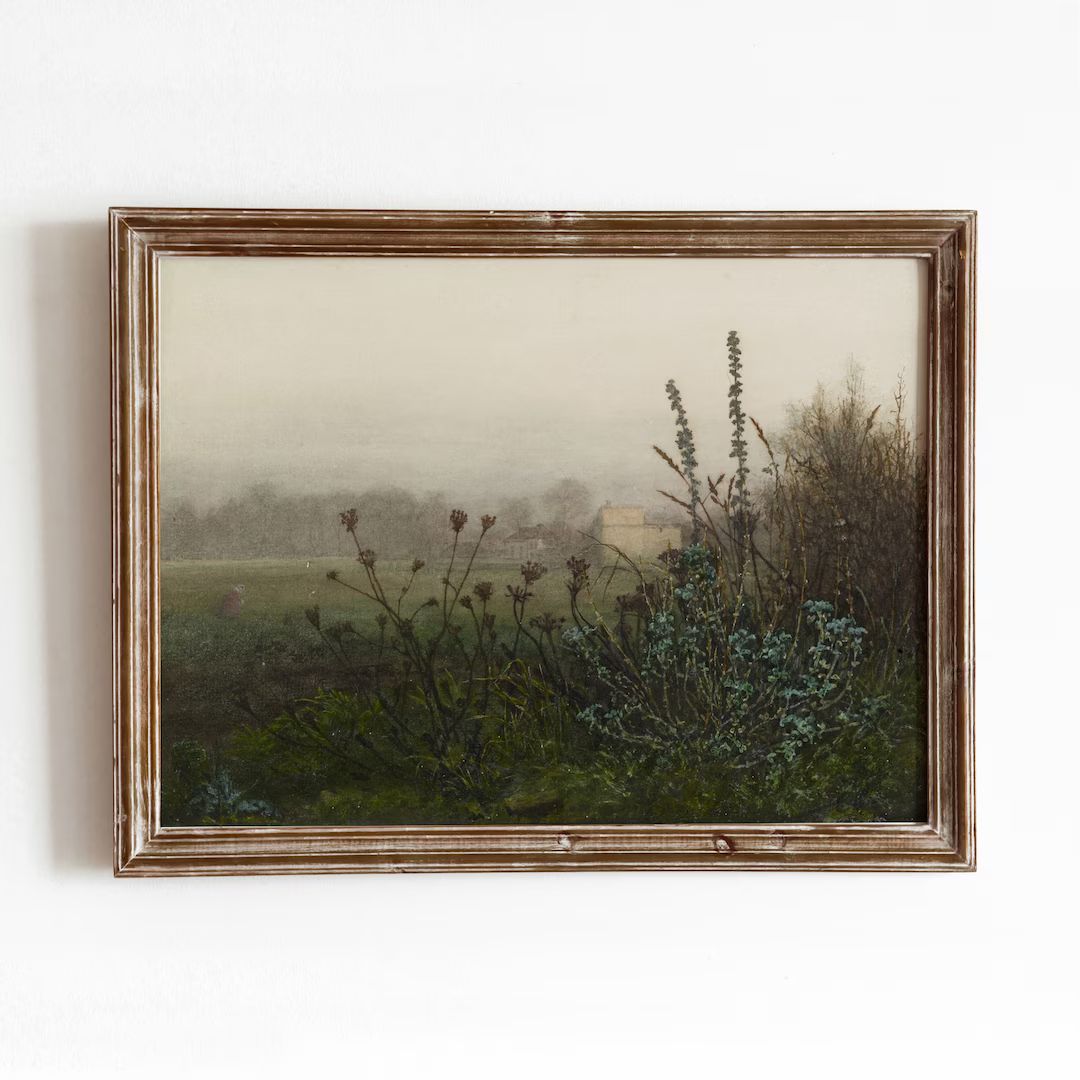 Misty Morning Vintage Field Landscape Painting Farmer Farmhouse Art Flowers Digital Download 245 ... | Etsy (US)