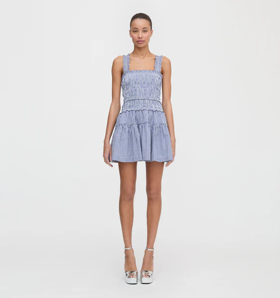 The Azalea Mini Nap Dress - Navy Gingham | Hill House Home US