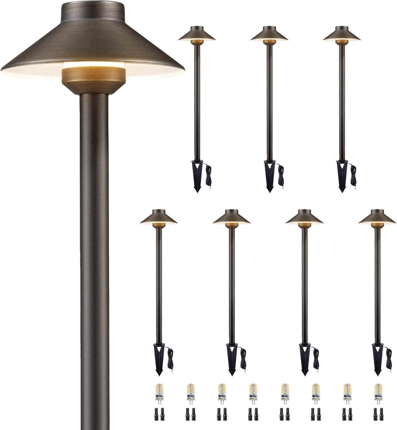 Gardenreet Brass Low Voltage Path Lights - 12V Landscaping Pathway Light IP65 Waterproof, Wired W... | Amazon (US)
