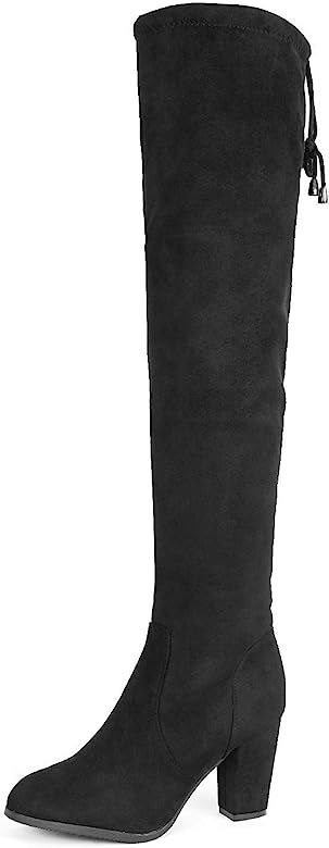 Women's Thigh High Fashion Over The Knee Block Heel Boots | Amazon (US)