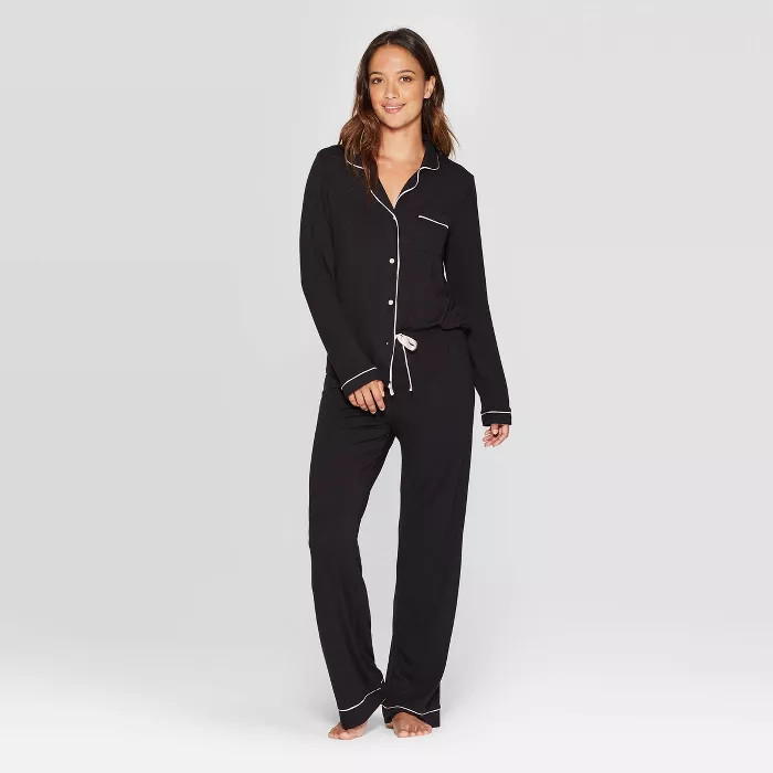 Women's Beautifully Soft Long Sleeve Notch Collar Top and Pants Pajama Set - Stars Above™ | Target