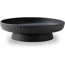 Granite Inspired Matte Black Fruit Bowl | Wide, Shallow Textured Pedestal Bowl | 11 Inch Unique C... | Amazon (US)