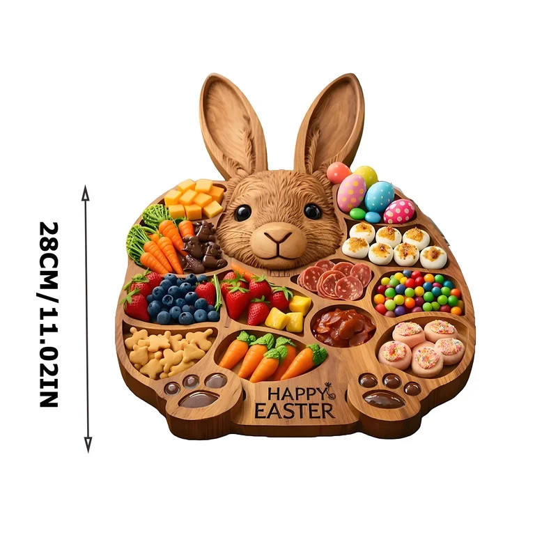 Farmhouse Easter Bunny Wooden Charcuterie Board – 2026 New Rabbit-Shaped Tray with Compartments... | Walmart (US)