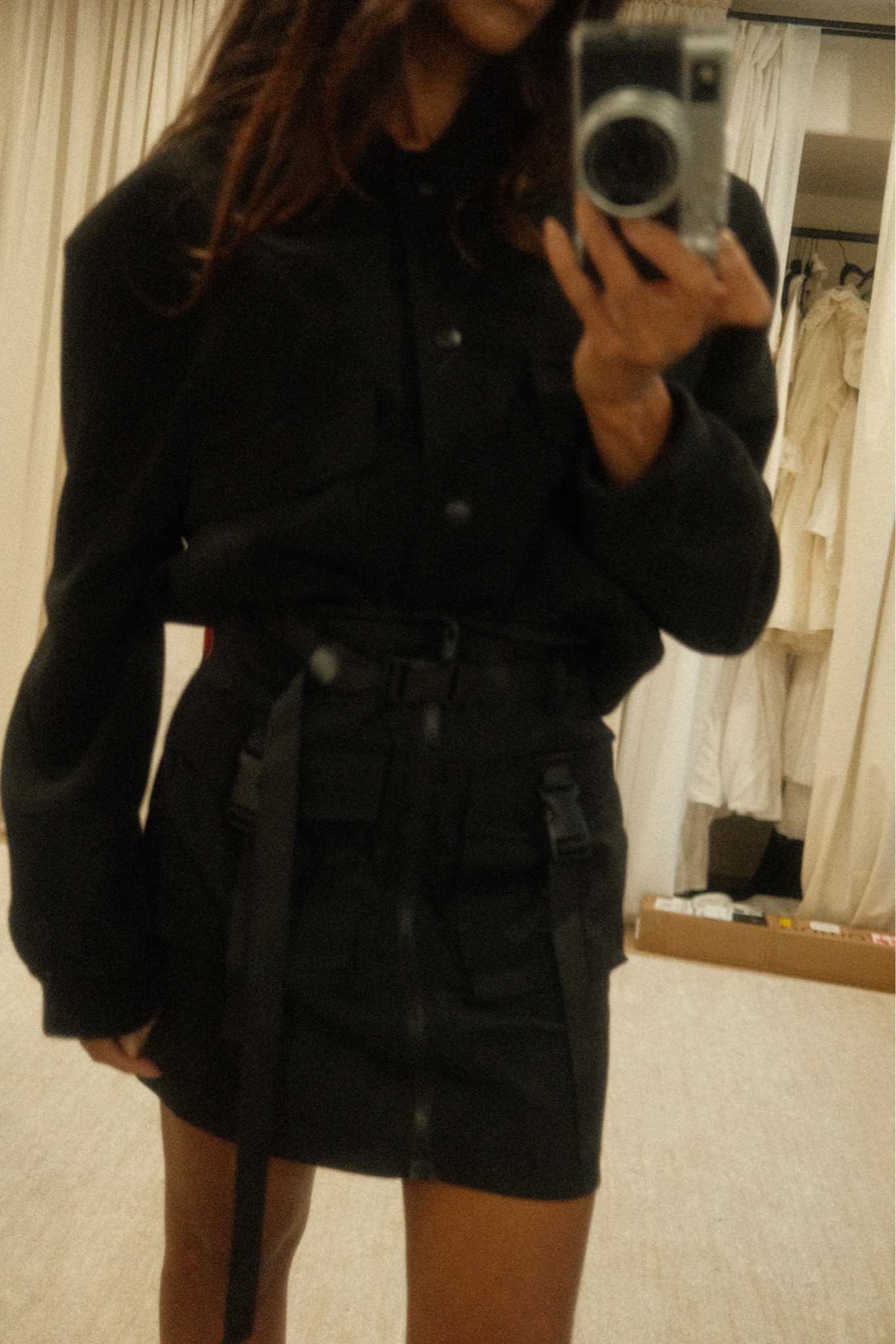 Pairing a high quality jacket with a more affordable skirt. Fun for a date 🖤