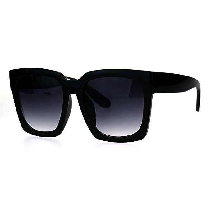 Womens Boyfriend Style Oversize Horned Rim Thick Plastic Sunglasses | Amazon (US)