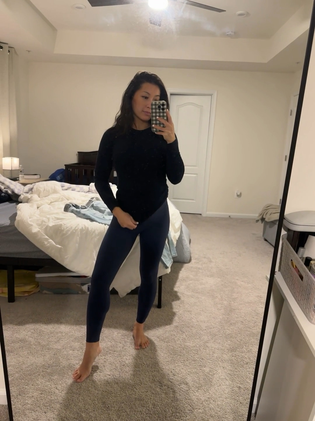 Abercrombie flex studio leggings. 

Ultra high rise, no middle crotch seam, 7/8 length leggings- wearing XS short, 27 weeks pregnant. Fits well, very stretchy. I like the regular length as well, short length is a little above ankles. 

Maternity
Bump friendly
Pregnancy 
Pregnant
Mom life
Petite
Bump styles
Winter maternity wear


#LTKBump #LTKActive #LTKFitness