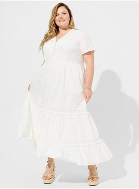 Festi Maxi Cotton Voile Crochet Detail Dress | Torrid (US & Canada)