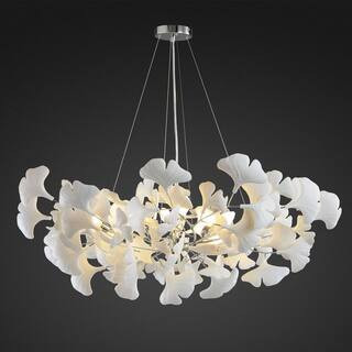 8 Light Silver Chandelier, Luxury Ginkgo Branch Chandelier for Living Room, Dining Room, Foyer, Kitchen Island-L39 in. | The Home Depot