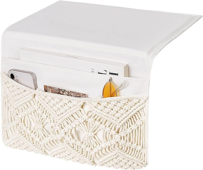 Mkono Macrame Bedside Caddy Storage Organizer Boho Remote Control Tablet Magazine Holder with 4 P... | Amazon (US)
