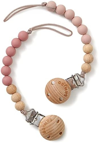 SAMiGO Pacifier Clips Baby Girl Pacifier Holders Silicone Paci Binky Clips with Teething Beads Set o | Amazon (US)