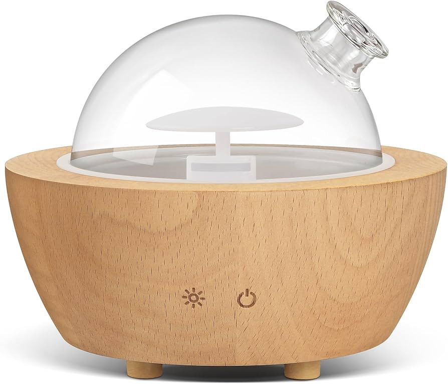 Wanlola 200ml Glass Essential Oil Diffuser with Natural Wood Base, Aromatherapy Diffusers for Hom... | Amazon (US)