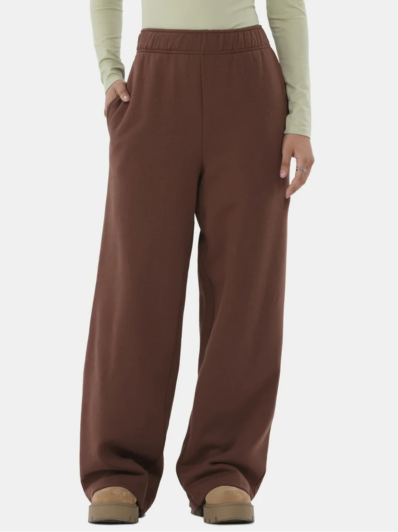 No Boundaries Soft Fleece Wide Leg Pants, 30” Inseam, 1 or 2-Pack, Women’s XXS-4X | Walmart (US)