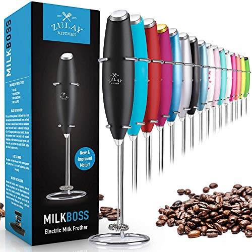Zulay Original Milk Frother Handheld Foam Maker for Lattes - Whisk Drink Mixer for Bulletproof Co... | Amazon (US)