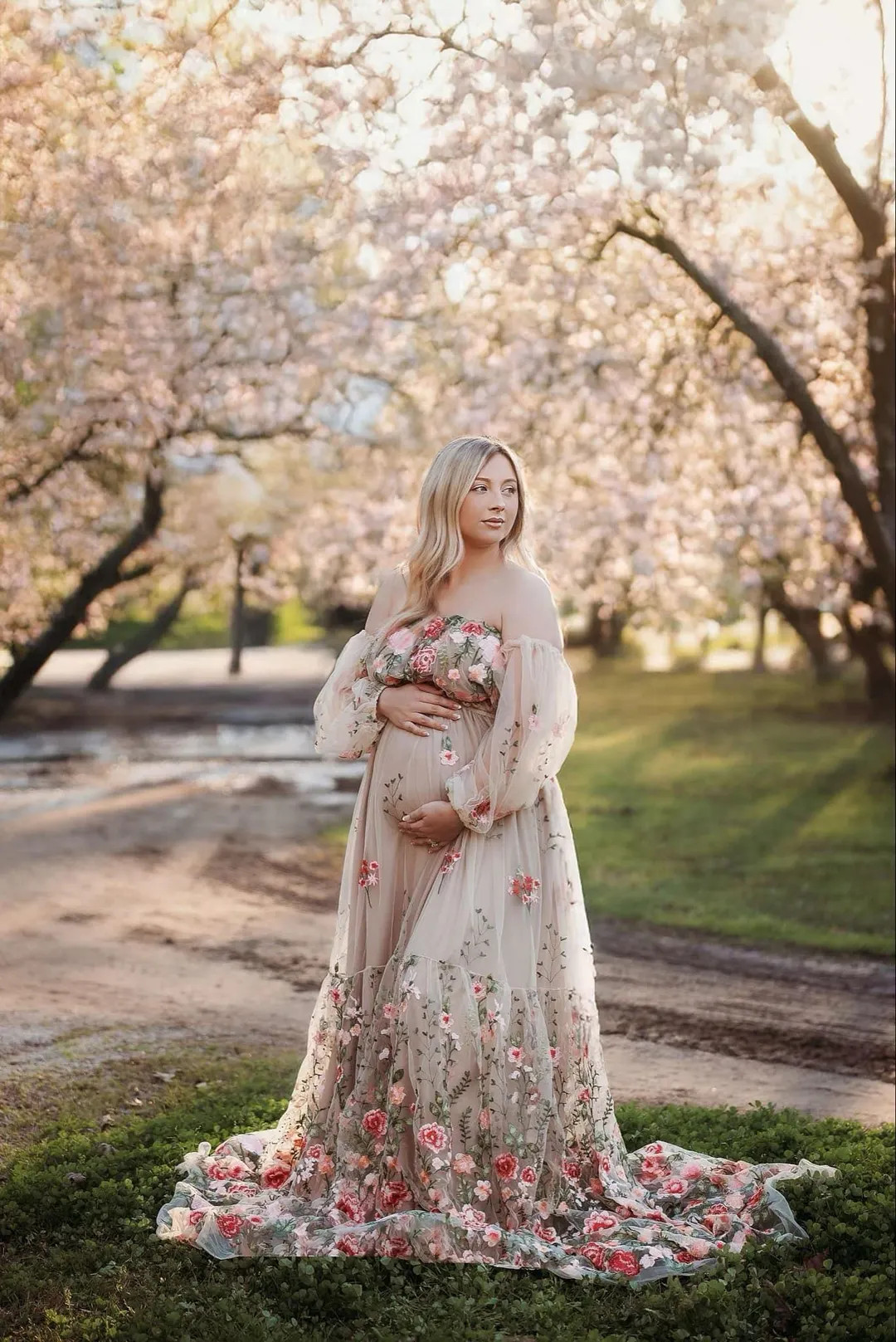 Maternity Dress, Boho Photoshoot Gown, Embroidered Floral Lace - Etsy | Etsy (Global)