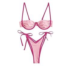 ZAFUL Women's Underwire Bikini Floral High Cut Bikini Set V-Wired Two Piece Swimsuit Bathing Suit | Amazon (US)