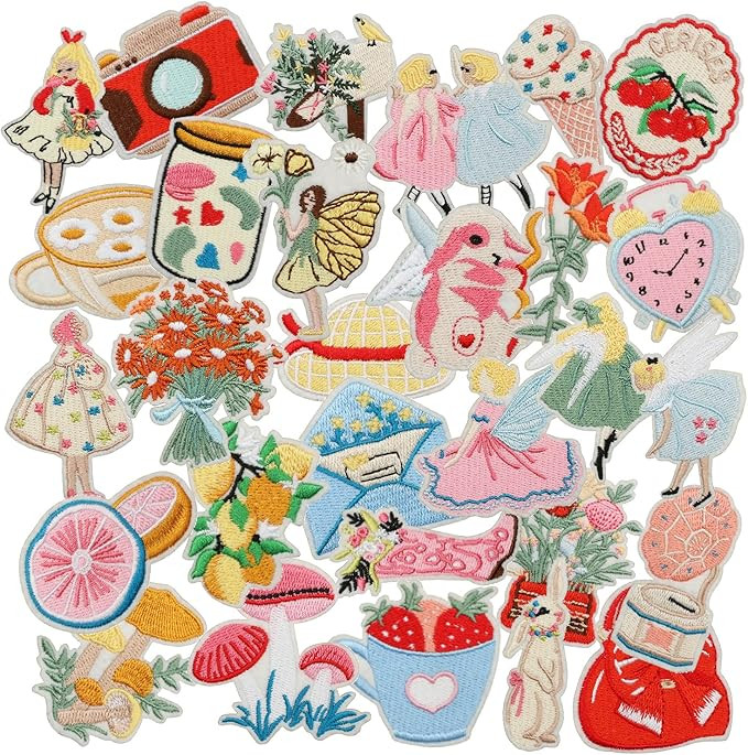 29pcs Flower Fairy Iron/Sew on Patches, Cute Sweety Girl Embroidered Applique, Fashion Decoration... | Amazon (US)
