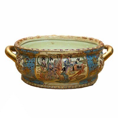 Large Vintage Chinese Satsuma Signed Porcelain Floral Geisha Girls Foot Bath | eBay US