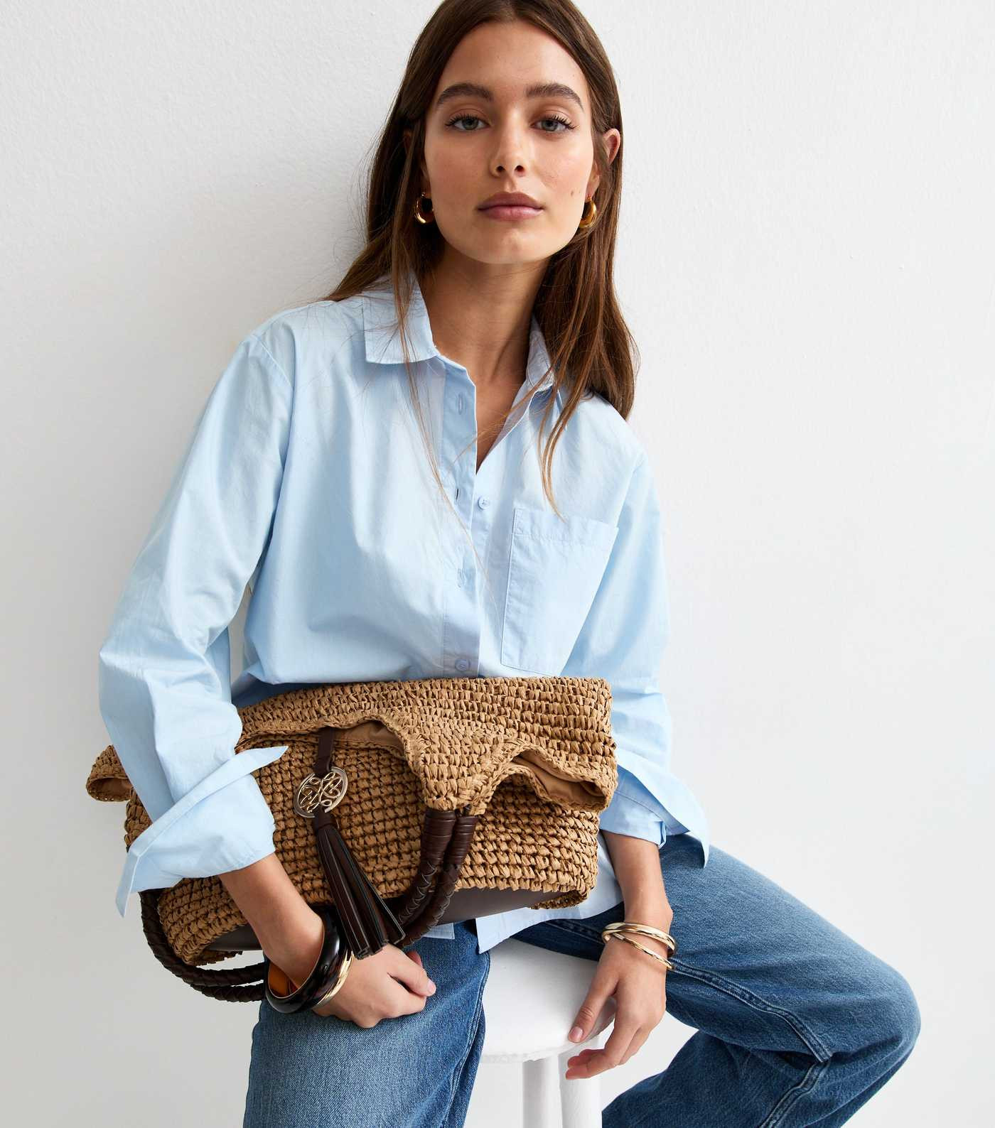 Stone Woven Plaited Handle Bag | New Look | New Look (UK)