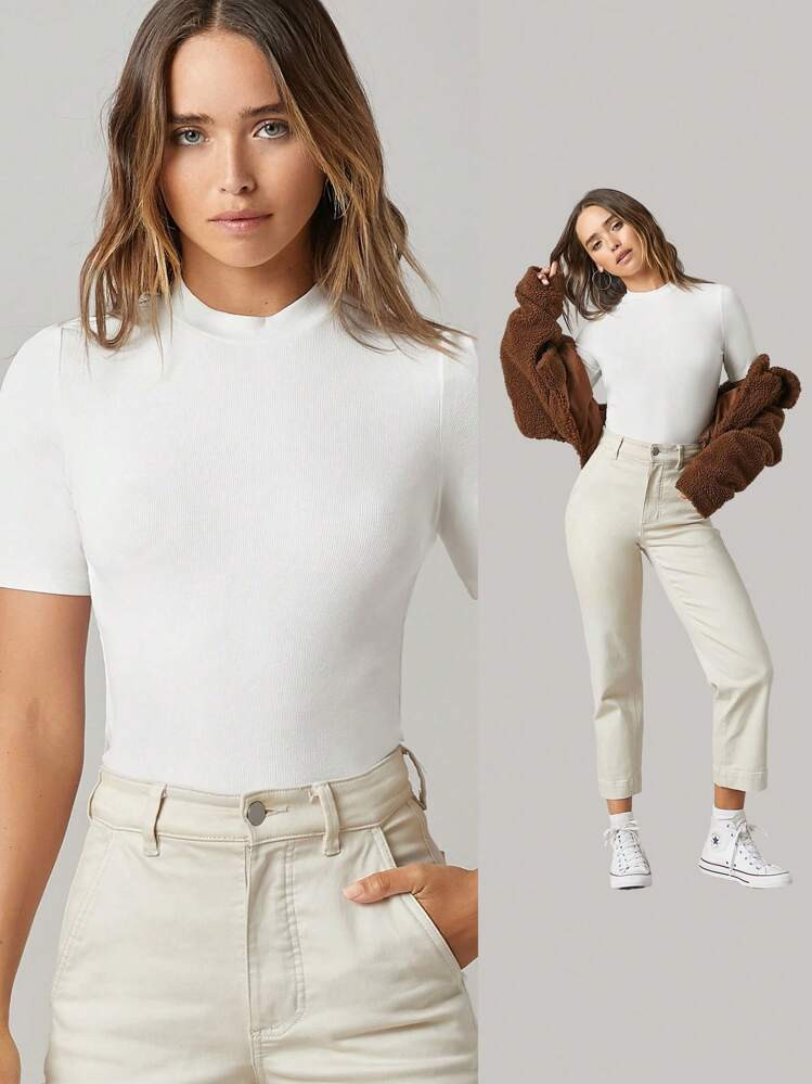 $5.71
$12.29
-54%
Pay now, in 4 payments of $1.42, or pay over time with monthly financing.

18% OFF For orders $9.00+
30% OFF For orders $49.00+
20% OFF For orders $49.00+

Renew your CLUB in 44 days to save $7.00 on fee
SHEIN BASICS Mock-Neck Rib-Knit Top
4.92
(1000+)
Color: White















Size
US
2 (XS)
4 (S)
6 (M)
8/10 (L)
12 (XL)
Size Guide
Sizing 0XL/1XL is made with extra room at the waist and hip compared to XL/XXL.
Not your size? Tell me your size
More Options
Round Neck
 | SHEIN