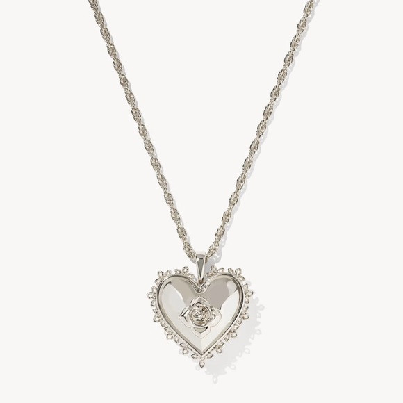 New Kendra Scott Mallory Rose Silver Locket Short Pendant Necklace | Poshmark