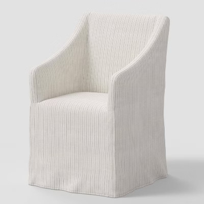 Sloped Arm Slipcovered Dining Chair in Pinstripe Glacier - Threshold™ | Target