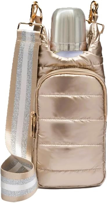 Original Crossbody Water Bottle Holder Bag with Strap.Stylish Puffer Bag.Pockets for Phone & Acce... | Amazon (US)