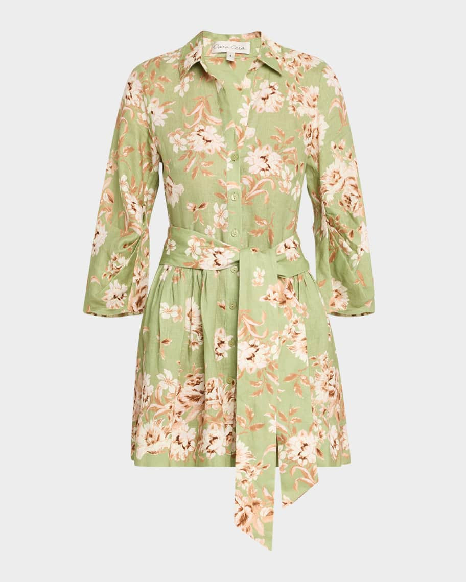 Cara Cara Raya Floral Button-Front Mini Dress | Neiman Marcus