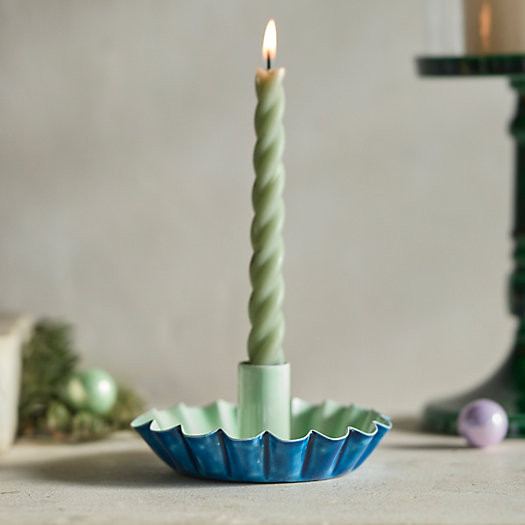 Ruffle Two-Tone Taper Candle Holder | Terrain