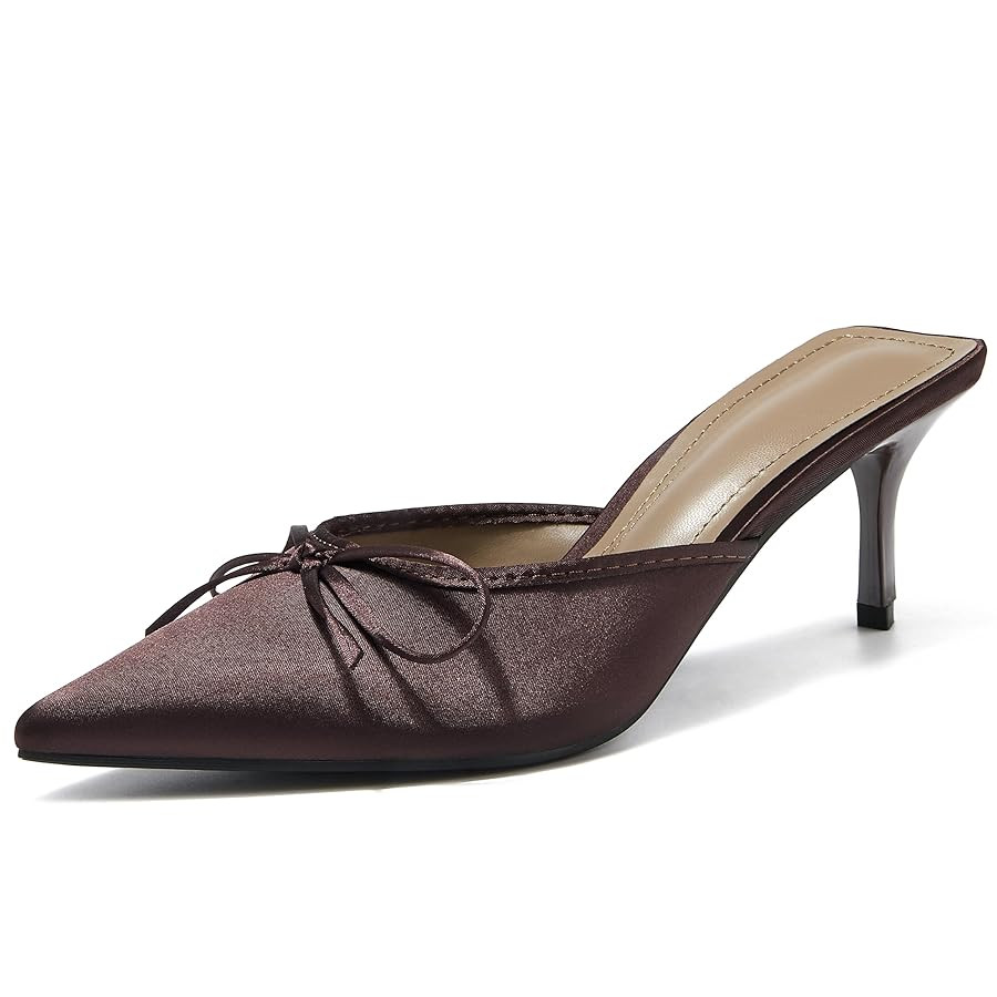 Women's Kitten Heels Mules Pointed Toe Slip on Stiletto Slingback Pumps Backless Wedding Party Dr... | Amazon (US)