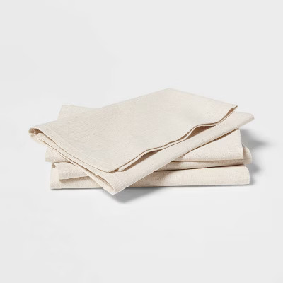 4pk Cotton and Linen Blend Napkins - Threshold™: Reversible Solid Cloth, Traditional Style, OEKO-TEX Certified, 18"x18" | Target